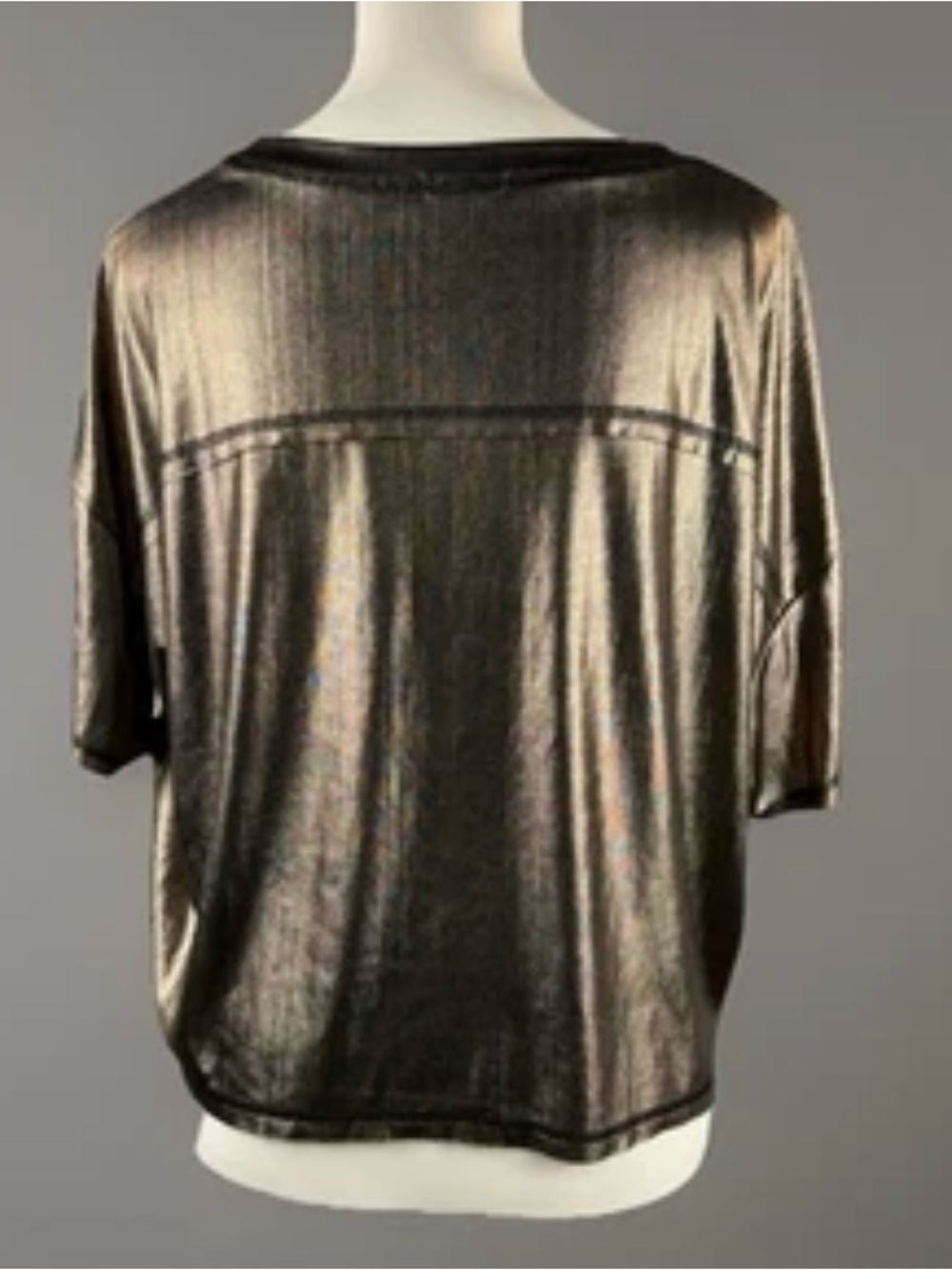 Wild Fable Women's Crop Top XL Metallic Boxy Bronze Sleeve Slinky Going Out - Picture 7 of 8